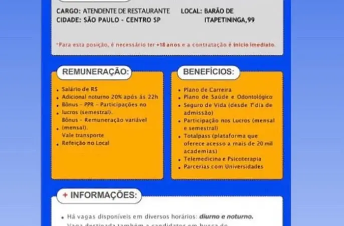 1 Vaga de emprego para Atendente De Restaurante sem experiência na empresa Burguer King em 06/09