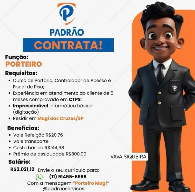 1 Vaga de emprego para Porteiro na empresa Padrão em 06/09
