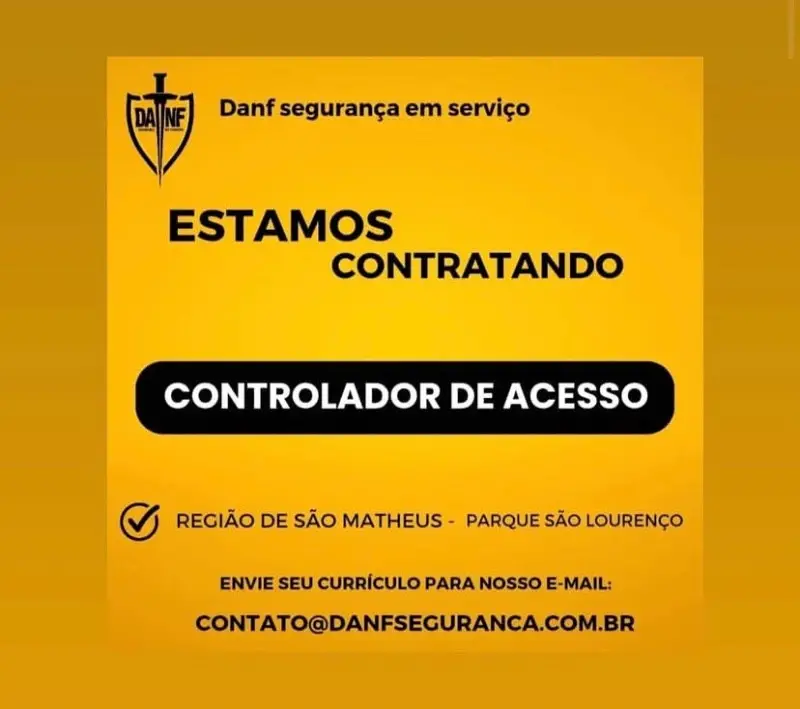 1 Vaga de emprego para Controlador De Acesso na empresa DANF segurança em 06/09