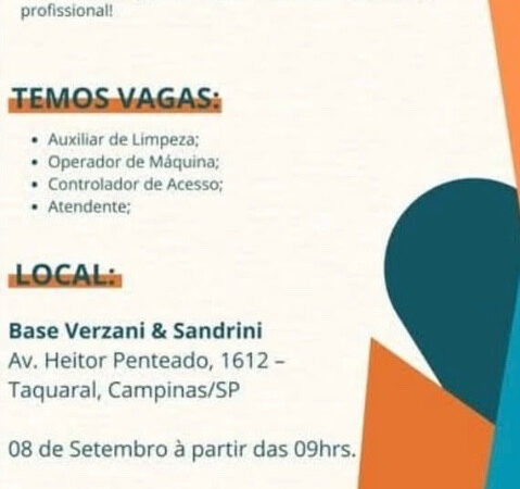 4 Vagas de emprego para Auxiliar De Limpeza, Operador De Máquina, Controlador De Acesso E Atendente na empresa Base Verzani & Sandrini em 06/09