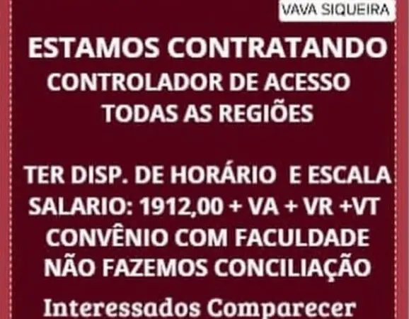1 Vaga de emprego para Controlador De Acesso na empresa Ruby em 06/09