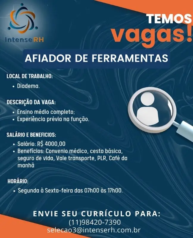 1 Vaga de emprego para Afiador De Ferramentas na Cidade em 06/09