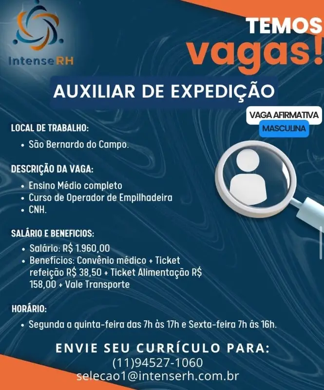 1 Vaga de emprego para Auxiliar De Expedição na Cidade em 06/09