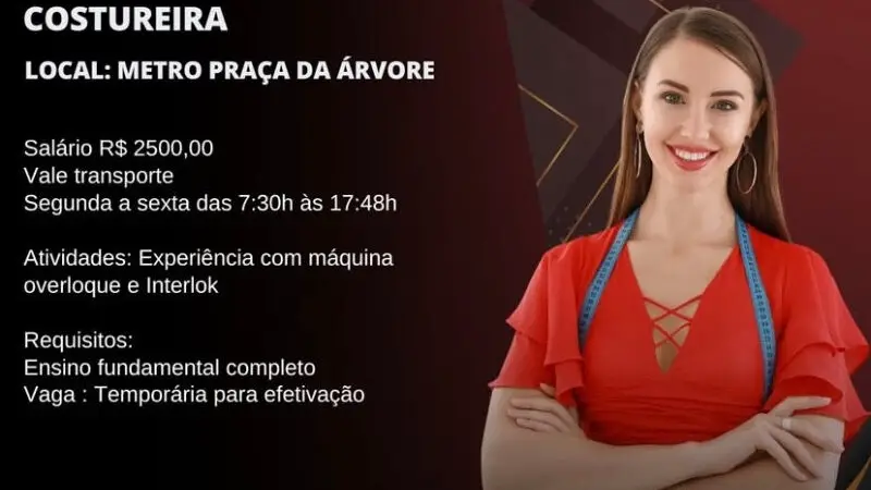 1 Vaga de emprego para Costureira no Bairro em 06/09