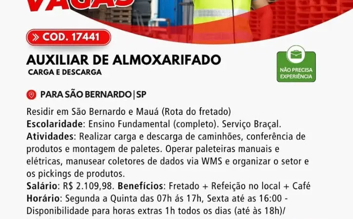 70 Vagas de emprego para Auxiliar De Almoxarifado na Cidade de São Bernardo em 08/09