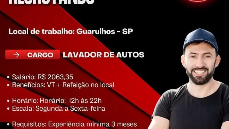 1 Vaga de emprego para Lavador De Autos na Cidade Guarulhos em 08/09