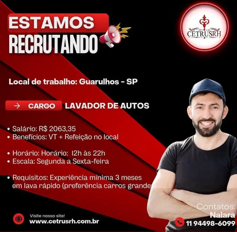 1 Vaga de emprego para Lavador De Autos na Cidade Guarulhos em 08/09