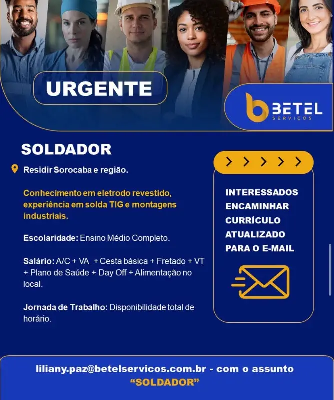 1 Vaga de emprego para Soldador na Cidade Sorocaba em 08/09