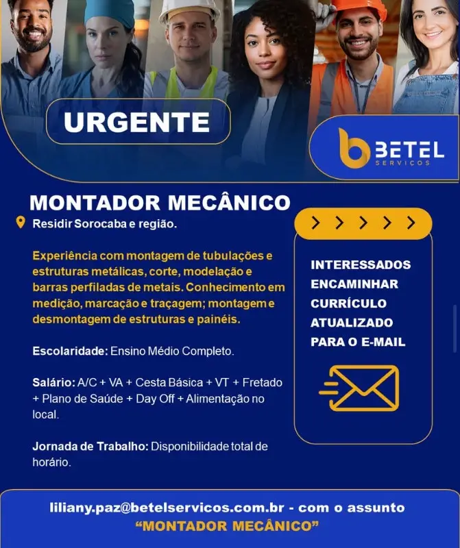 1 Vaga de emprego para Montador Mecânico na Cidade Sorocaba em 08/09