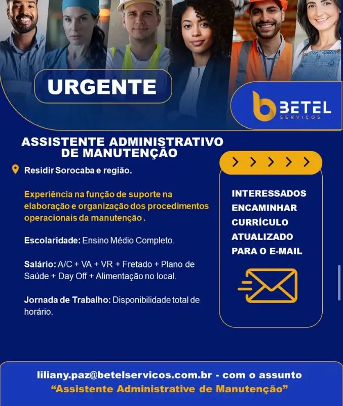1 Vaga de emprego para Assistente Administrativo De Manutenção na Cidade Sorocaba em 08/09