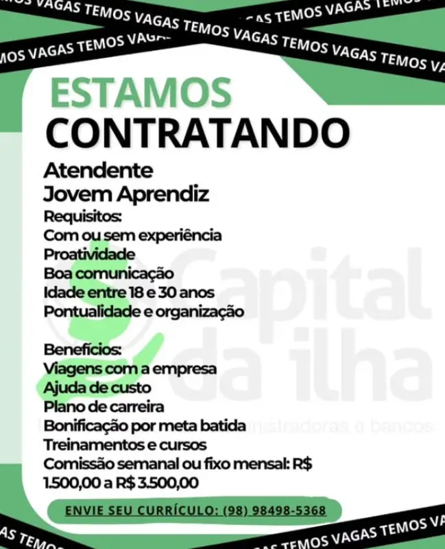 1 Vaga de emprego para Jovem Aprendiz sem experiência no Segmento de atendimento em 08/09