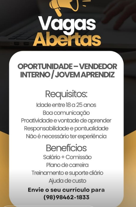1 Vaga de emprego para Jovem Aprendiz sem experiência no Segmento comercial em 12/09