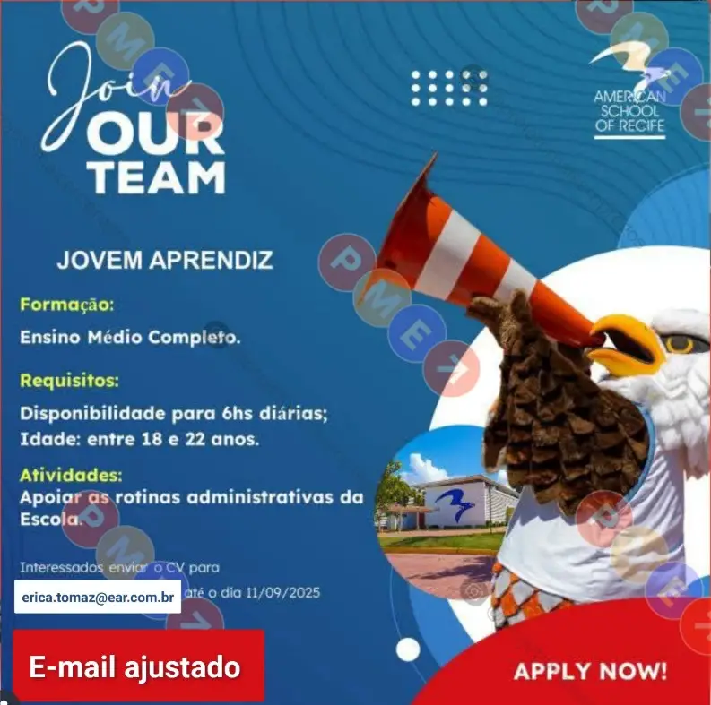 1 Vaga de emprego para Jovem Aprendiz Administrativo sem experiência na empresa Escola Americana de Recife em 08/09