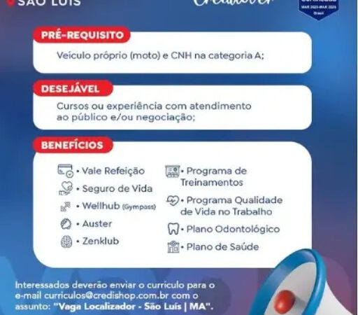 1 Vaga de emprego para Localizador sem experiência na empresa Credishop em 06/09