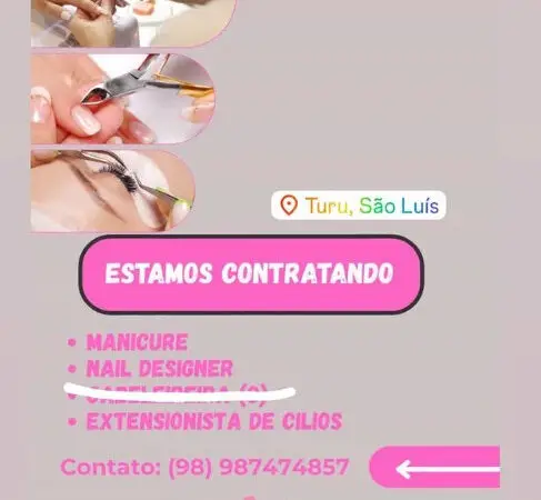 3 Vagas de emprego para Manicure, Nail Designer E Extensionista De Cílios na empresa Salão de Beleza La D´Elas em 06/09