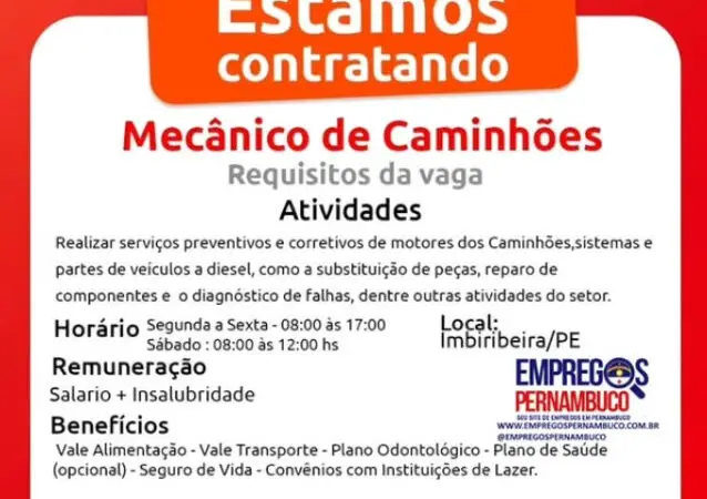 1 Vaga de emprego para Mecânico De Caminhões na empresa Laser Eletro em 08/09