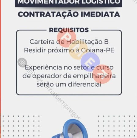 1 Vaga de emprego para Movimentador Logístico na empresa Fada em 06/09