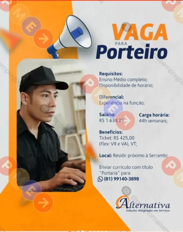 1 Vaga de emprego para Porteiro sem experiência na empresa Alternativa em 10/09