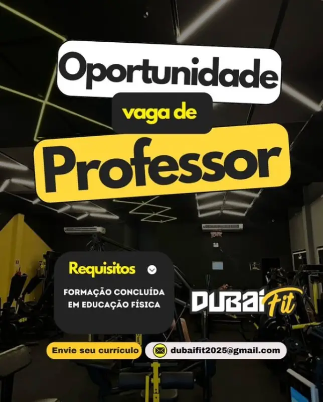 1 Vaga de emprego para Professor De Educação Física sem experiência na empresa Academia Dubai Fit em 08/09