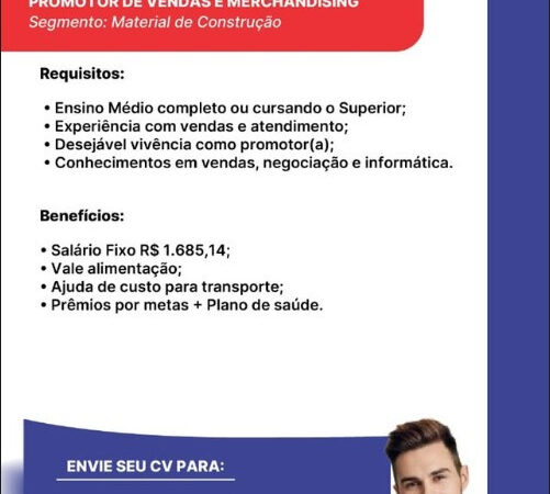 1 Vaga de emprego para Promotor De Vendas E Merchandising na empresa Foco Consultancy em 08/09