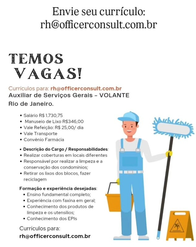 1 Vaga de emprego para Vital Centro Médico na empresa Officer Consult em 08/09