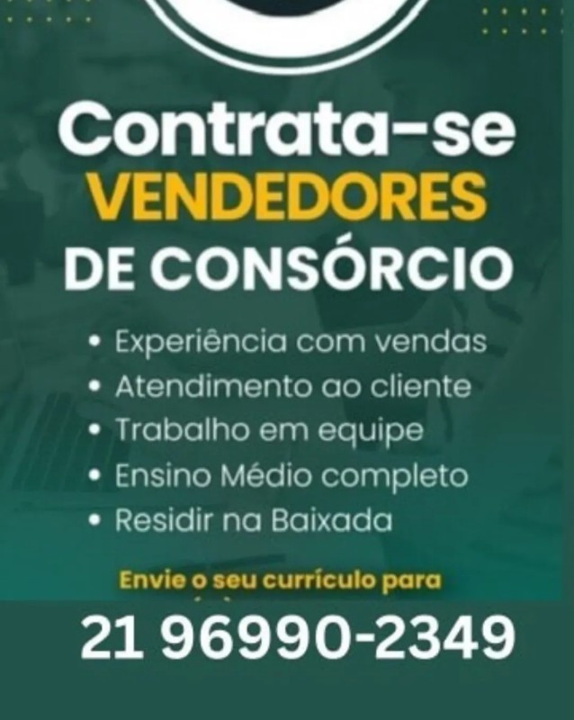 1 Vaga de emprego para Vendedores De Consórcio no Bairro Baixada em 08/09