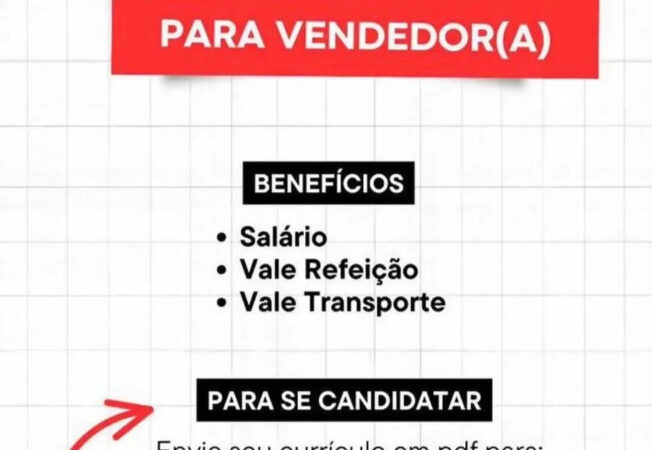 1 Vaga de emprego para Vendedor A na empresa Palácio das Velas em 08/09