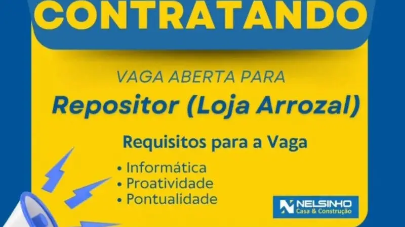 1 Vaga de emprego para Repositor na empresa Nelsinho Casa & Construção em 08/09