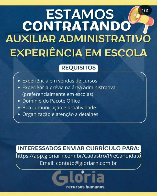 1 Vaga de emprego para Auxiliar Administrativo Casa Construção na empresa Gloria Recursos Humanos em 08/09