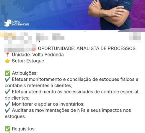 1 Vaga de emprego para Analista De Processos sem experiência na empresa Grupo Incoflandres em 08/09