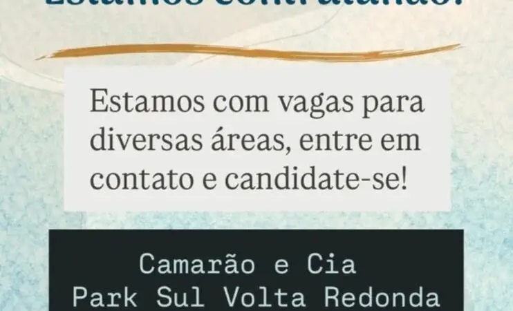 1 Vaga de emprego para Diversas Áreas na empresa Camarão e Cia em 08/09