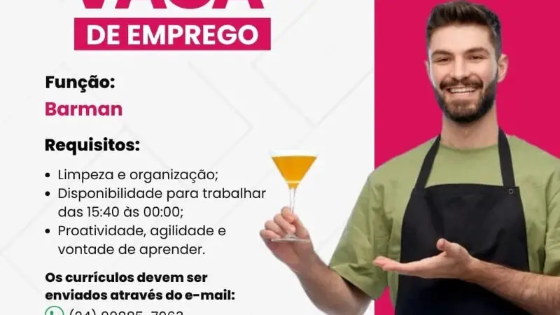 1 Vaga de emprego para Barman na empresa Hikari Lounge Bar em 08/09