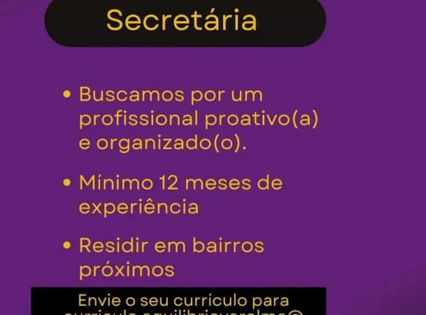 1 Vaga de emprego para Secretária na empresa Equilíbrio Verolme em 08/09