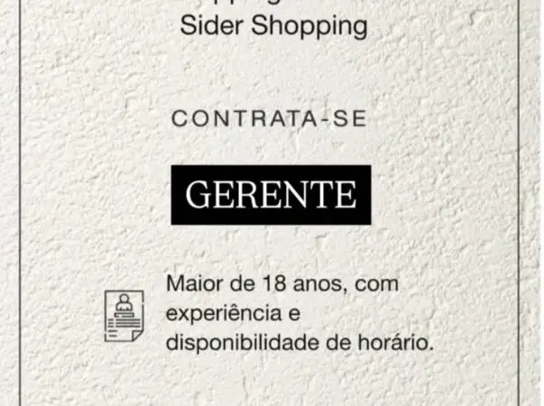 1 Vaga de emprego para Gerente na empresa Loja Democrata em 08/09