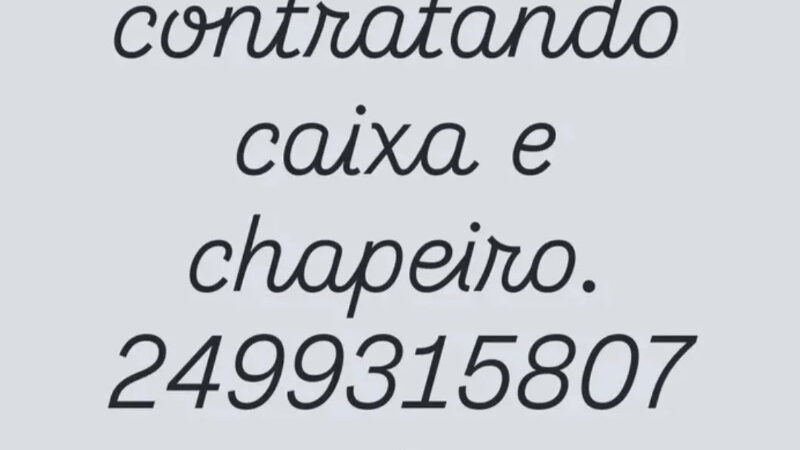 2 Vagas de emprego para Caixa,chapeiro na Cidade Rio de Janeiro em 08/09