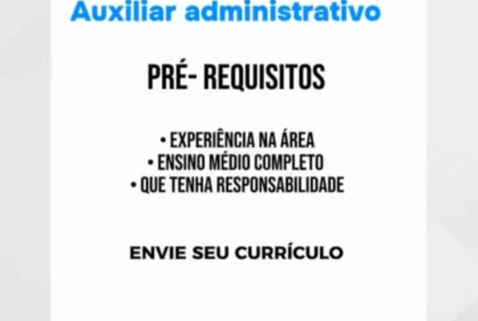 1 Vaga de emprego para Auxiliar Administrativo na Cidade Salvador em 09/09