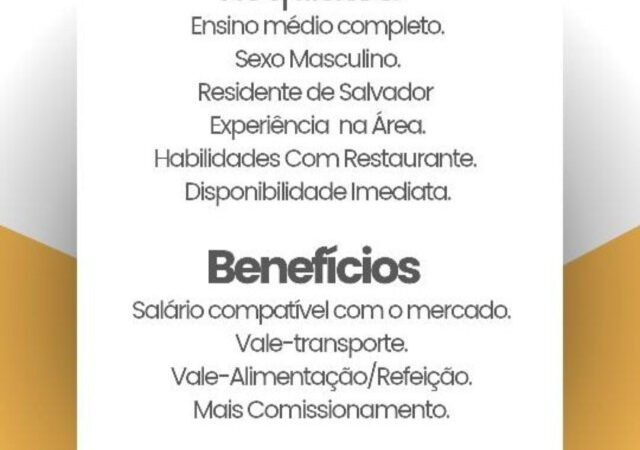 1 Vaga de emprego para Auxiliar De Cozinha na Cidade Salvador em 09/09