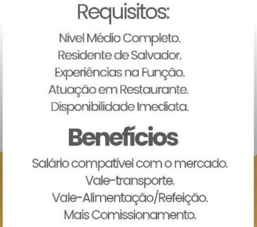 1 Vaga de emprego para Recepcionista na Cidade Salvador em 09/09