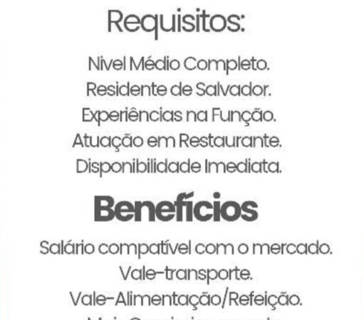 1 Vaga de emprego para Atendente na Cidade Salvador em 09/09
