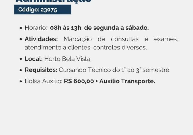 1 Vaga de emprego para Estágio Técnico Administração na empresa Head Estágios em 09/09