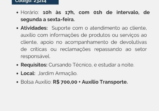 1 Vaga de emprego para Estágio Técnico Administração na empresa Head Estágios em 09/09