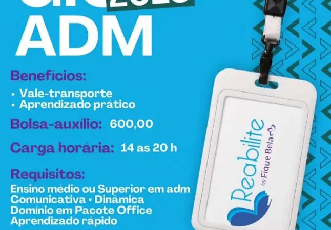 1 Vaga de emprego para Estágio Adm sem experiência na empresa Reabilite by Fique Bela em 09/09