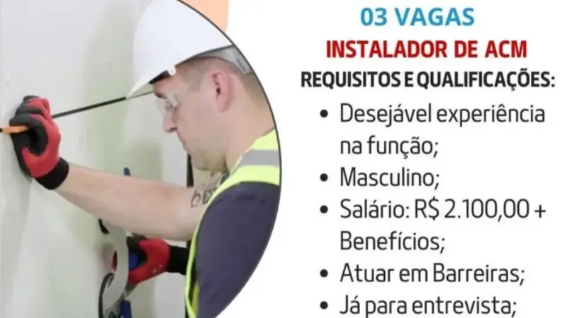 1 Vaga de emprego para Instalador De Acm sem experiência na empresa Talentto’s Agencia de Emprego em 09/09