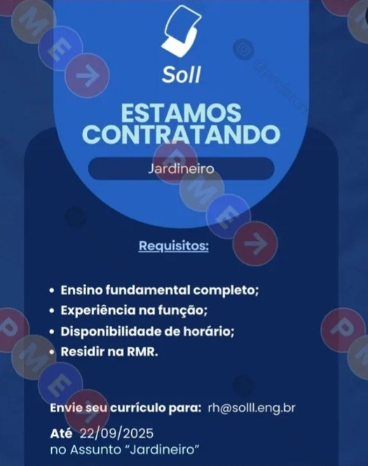 1 Vaga de emprego para Jardineiro na empresa Soll em 20/09