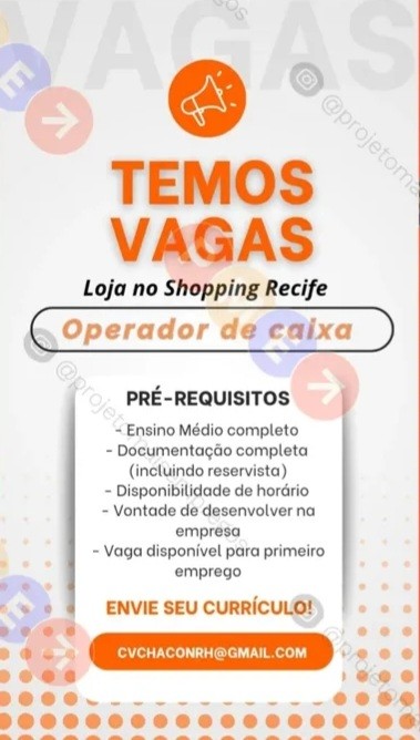 1 Vaga de emprego para Operador De Caixa sem experiência no Segmento comercial em 20/09