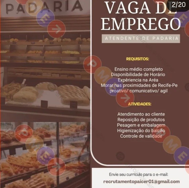 1 Vaga de emprego para Atendente no Segmento alimentício em 20/09