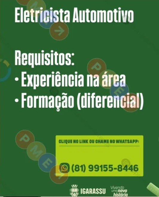 1 Vaga de emprego para Eletricista Automotivo na empresa Prefeitura de Igarassu em 20/09