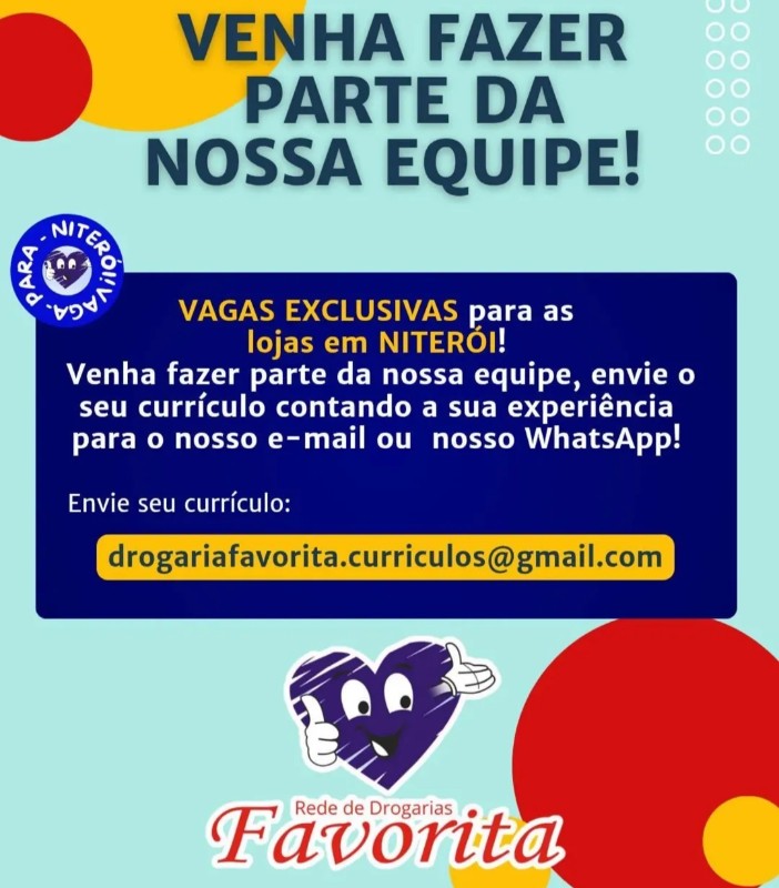 1 Vaga de emprego para Exclusiva na empresa Rede De Drogarias Favorita, Niterói em 22/09