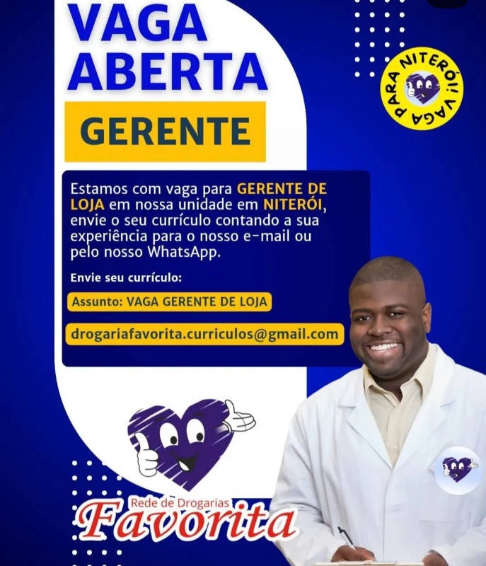 1 Vaga de emprego para Gerente De Loja na empresa Rede De Drogarias Favorita, Niterói em 22/09