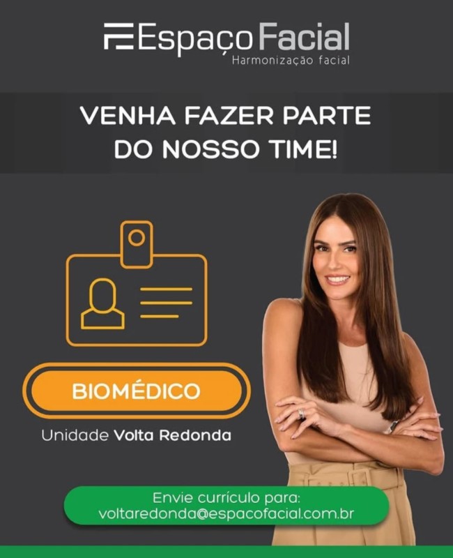 1 Vaga de emprego para Biomédico na empresa Espaço Facial, Unidade Volta Redonda em 22/09